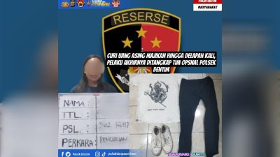 Curi Uang Majikan hingga Delapan Kali, Pelaku Akhirnya Ditangkap Tim Opsnal Polsek Dentim